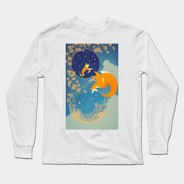 Flower Floral Fox Yoga Beauty Long Sleeve T-Shirt by ShopSunday